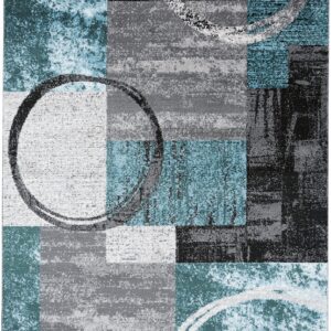 Rugshop Contemporary Abstract Circle Design Soft Area Rug 7'10" x 10'2" Gray