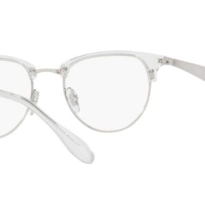 Ray-Ban RX6396 Round Prescription Eyeglass Frames, Silver White/Demo Lens, 51 mm