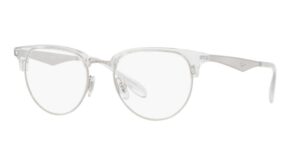 ray-ban rx6396 round prescription eyeglass frames, silver white/demo lens, 51 mm