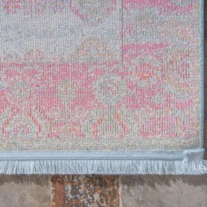 Unique Loom Baracoa Collection Bright Tones Border Vintage Traditional Area Rug, Rectangular 5' 5" x 8' 0", Blue/Pink