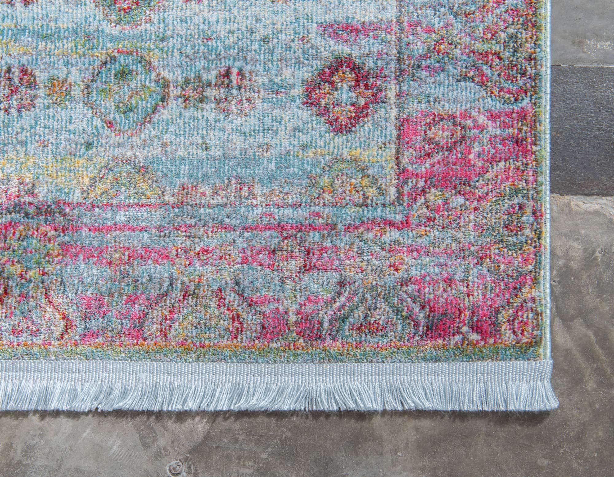 Unique Loom Baracoa Collection Bright Tones Border Vintage Traditional Area Rug, Rectangular 5' 5" x 8' 0", Blue/Pink