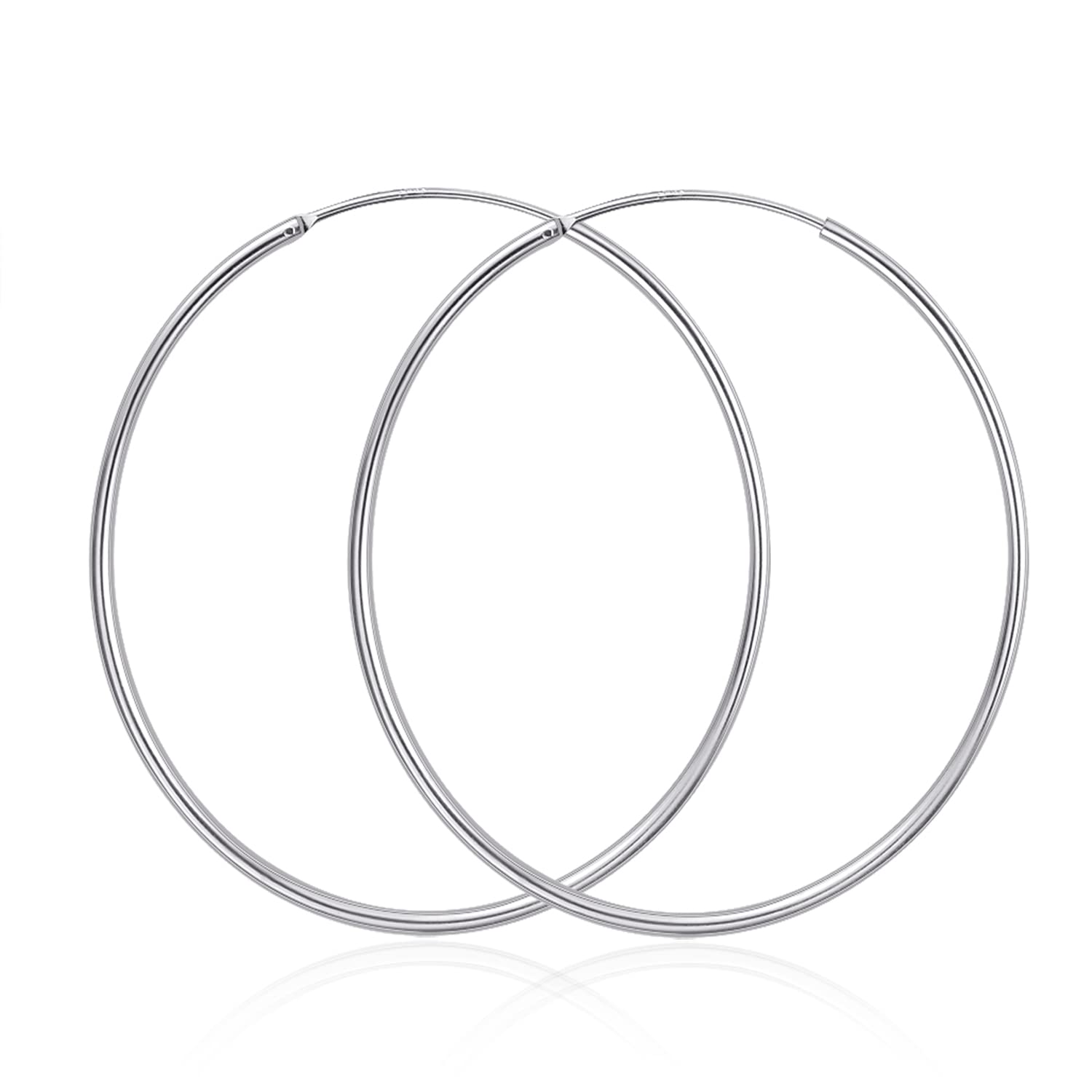 YFN Large Hoop Earrings Sterling Silver Polished Round Circle Endless Earrings Diameter 50mm