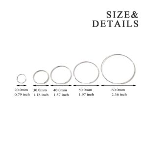 YFN Large Hoop Earrings Sterling Silver Polished Round Circle Endless Earrings Diameter 50mm