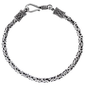 FifiRose Length 9 3mm Round Byzantine Handmade Bali Oxidized 925 Sterling Silver Chain Anklet Bracelet