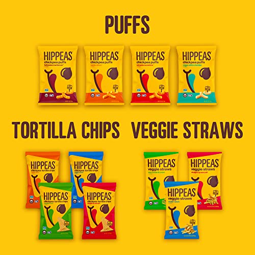 Hippeas Organic Chickpea Puffs, Vegan White Cheddar, 4 Ounce (Pack of 1), 4g Protein, 3g Fiber, Vegan, Gluten-Free, Crunchy, Plant Protein Snacks