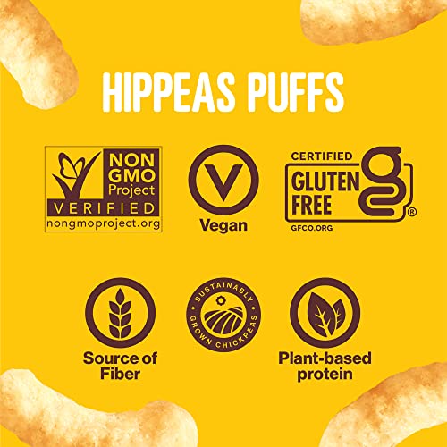 Hippeas Organic Chickpea Puffs, Vegan White Cheddar, 4 Ounce (Pack of 1), 4g Protein, 3g Fiber, Vegan, Gluten-Free, Crunchy, Plant Protein Snacks