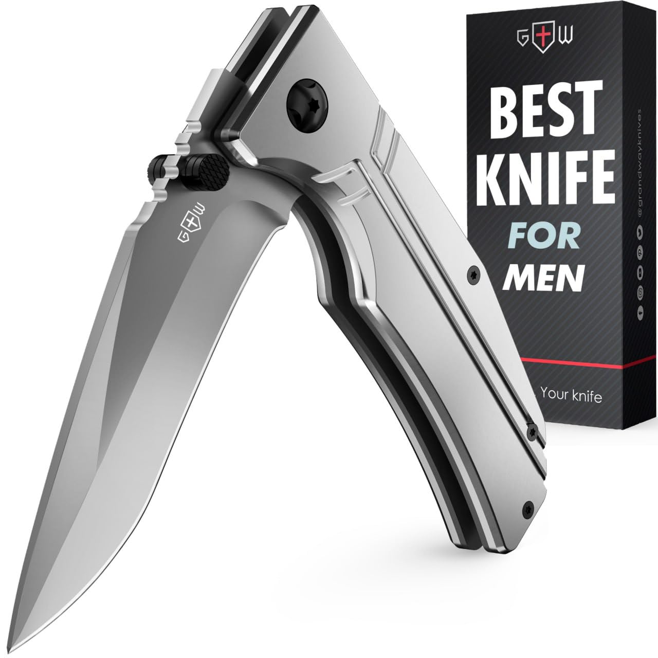 3.5" Blade Pocket Knife - Sharp Folding Knives for Men Women - Tactical Survival Camping Hunting Knofe - Gray EDC Knife with Pocket Clip - Gift for Men - Stocking Stuffers 140106