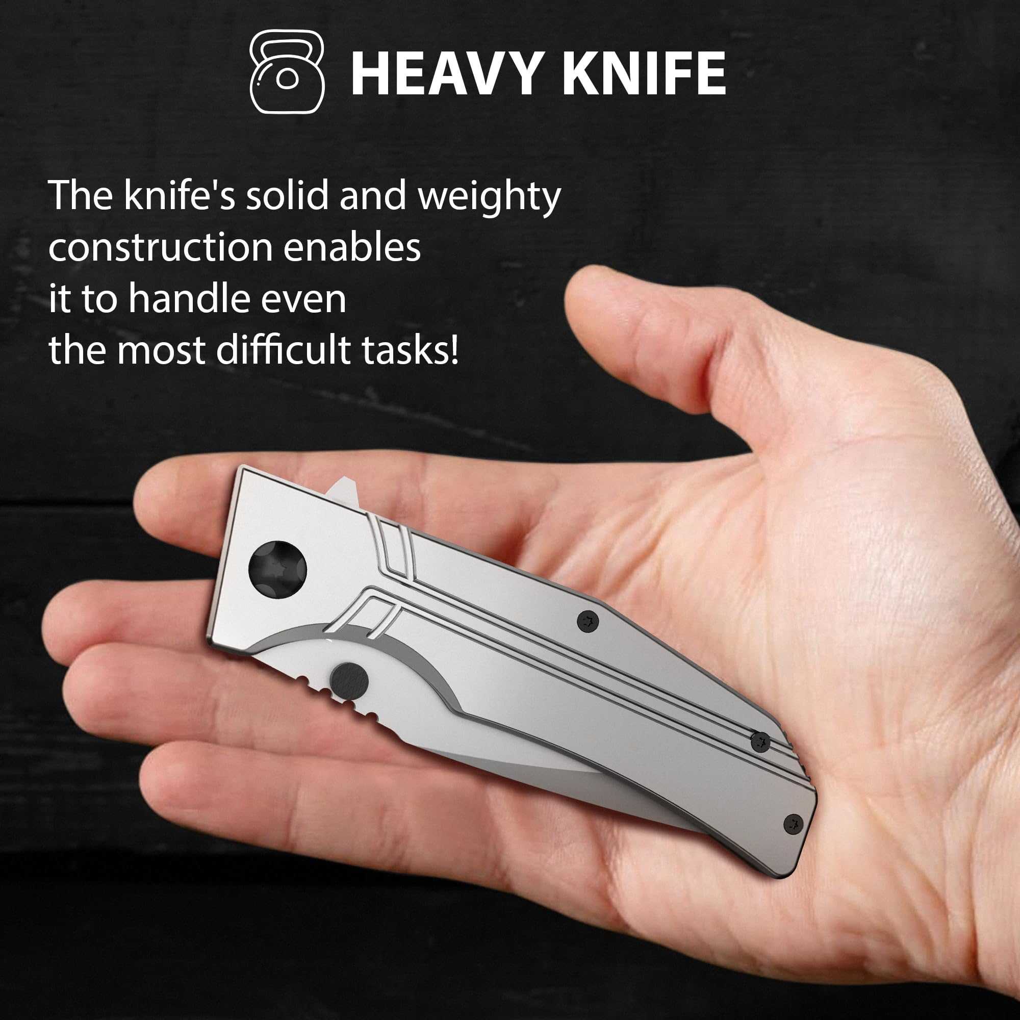 3.5" Blade Pocket Knife - Sharp Folding Knives for Men Women - Tactical Survival Camping Hunting Knofe - Gray EDC Knife with Pocket Clip - Gift for Men - Stocking Stuffers 140106