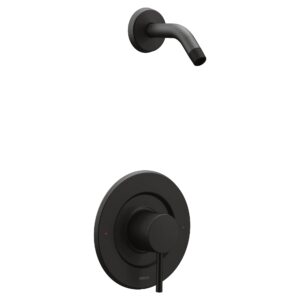 moen align matte black posi-temp pressure balancing modern shower trim kit without showerhead, valve required, t2192nhbl