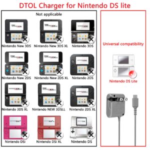 DS Lite Charger, DTOL DS Lite Charger Replacement for Nintendo DS Lite, AC Adapter Compatible with DS Charger (100-240v) 2 Pack