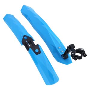 bike fenders set front rear mud guard tire tyre mud flaps fender folding quick release with led light/ warn taillight clipon splashboard protector for mountain bmx racing touring road bicycle (blue)