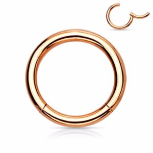 WildKlass Jewelry Rose Gold Hinged Seamless Clicker Ring 316L Surgical Steel (14 GA, Length: 8mm, Rose Gold)