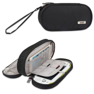 bubm double compartment storage case compatible with ps vita and psp, protective carrying bag, portable travel organizer case compatible with psv and other accessories, black