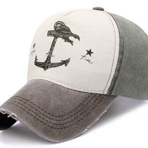 Glamorstar Pirate Ship Anchor Baseball Hat Printing Adjustable Hip-Hop Cap Brown Atrovirens