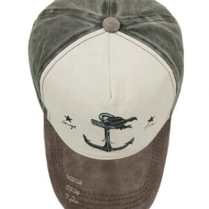 Glamorstar Pirate Ship Anchor Baseball Hat Printing Adjustable Hip-Hop Cap Brown Atrovirens