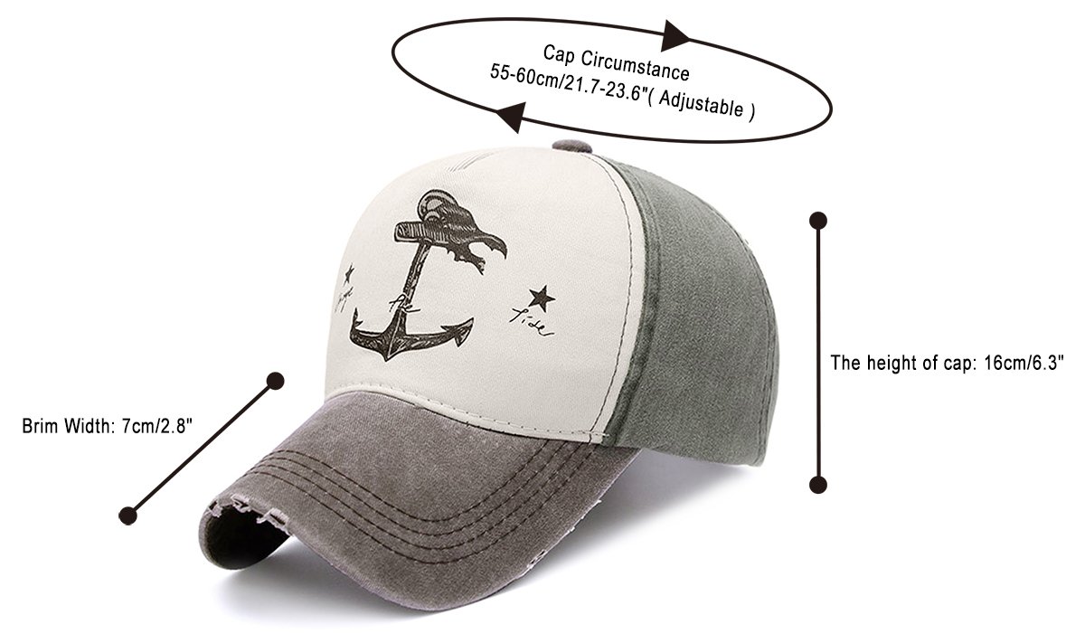 Glamorstar Pirate Ship Anchor Baseball Hat Printing Adjustable Hip-Hop Cap Brown Atrovirens