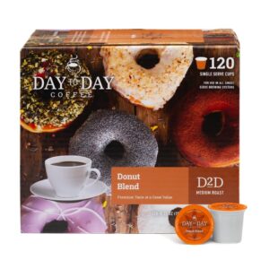 day to day 120-count donut blend, medium roast single serve coffee pods for k-cup keurig brewers (donut blend, 120 count (pack of 1))