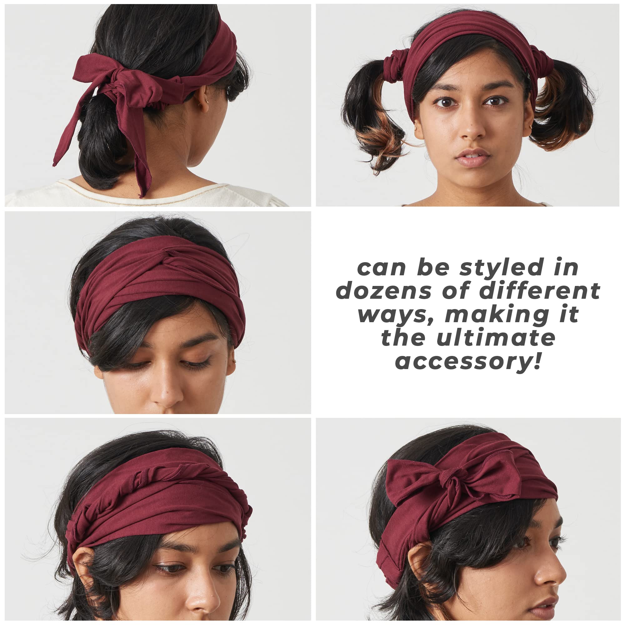 CHARM Japanese Headband Pirate Bandana - Men Ninja Head Wrap Women Hair Band Maroon