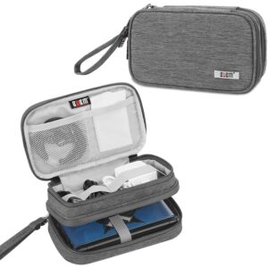 bubm double compartment storage case compatible with 3ds/3ds xl/new 2ds xl, protective carrying bag, portable travel organizer case compatible with 3ds/3ds xl/new 2ds xl and accessories,gray