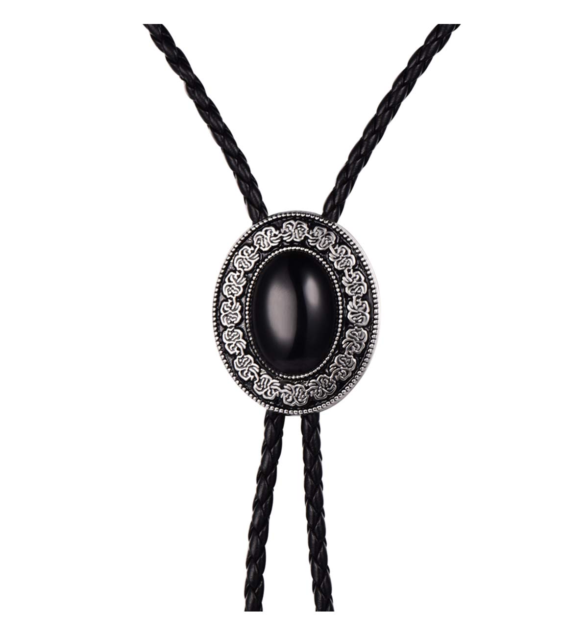 HUABOLA CALYN Bolo tie, Handmade Round Shape Western Cowboy Bola tie black