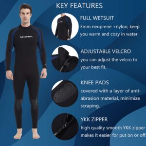 Lemorecn Wetsuits Jumpsuit Neoprene 3/2mm Full Body Diving Suit(3031,XL)