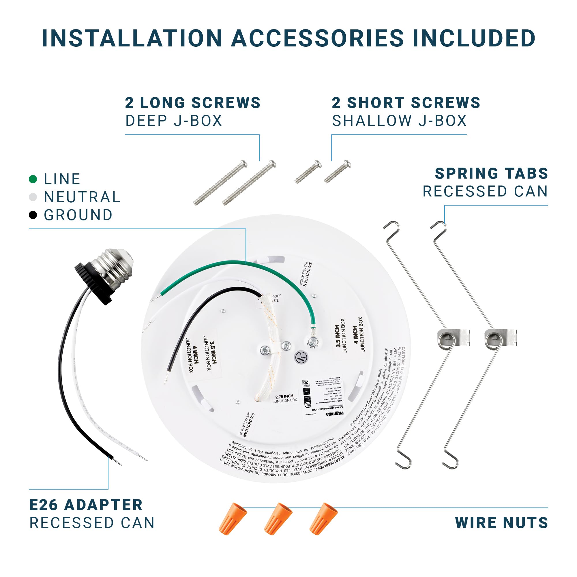 PARMIDA (12 Pack) 5/6 Inch Dimmable LED Disk Light Surface Flush Mount 15W, UL Listed, Recessed Retrofit Ceiling Lights, Energy Star, Installs into Junction Box Or Recessed Can,1050lm - 2700K