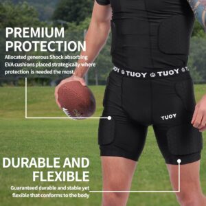 Men's Padded Football Girdle Compression 5-Pads Integrated Football Pads with Hip Tail Thigh Protector for Football Baseball