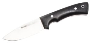 muela rhino-9m fixed blade hunting knife with leather sheath, 3-1/2", black,grey