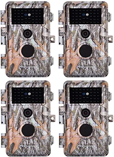 BLAZEVIDEO 4-Pack Game & Deer Trail Cameras 32MP 2304x1296P H.264 Video for Hunting Wildlife and Home Security No Glow Night Vision Time Lapse Motion Activated Waterproof & Password Protected