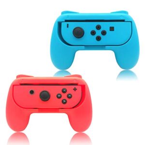 hand grips compatible with switch/switch oled model controllers, grip compatible with switch joy con - blue and red (2 packs)