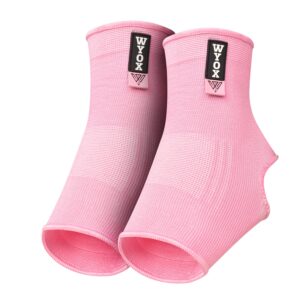 WYOX Ankle Wraps Support Boxing Gear for Men Women Muay Thai Ankle Support Kickboxing Wraps Gym Ankle Support (Pair) (Pink, L/XL (Women 7.0-10.5/ Men 6.0-9.5))