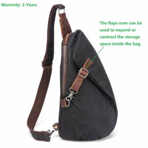 AOTIAN Unisex Sling Backpack Waxed Canvas Crossbody Bag Daypack 10 Liters, Height 14.5 Inches