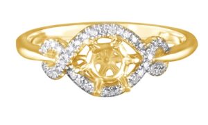 affy white natural diamond semi-mount vintage ring in 10k solid yellow gold (0.2 ct)