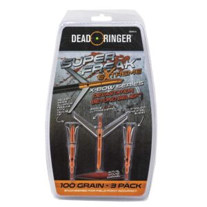 Dead Ringer Super Freak Extreme Crossbow Broadhead, 2 Blade 100 Grain Broadhead for Crossbow Hunting, Hunting Broadhead with 2 1/4 Inch Cutting Width