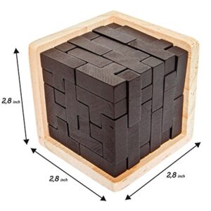 Original 3D Wooden Brain Teaser Puzzle: Engaging 3D Puzzle Box for Kids 8-12 & Adults, Desk Toys Delight, Challenging Games & Wooden Puzzles for Adult Brain Boost (Brown)