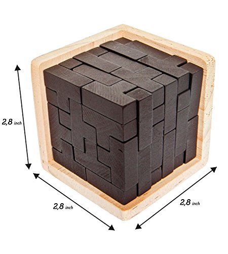 Original 3D Wooden Brain Teaser Puzzle: Engaging 3D Puzzle Box for Kids 8-12 & Adults, Desk Toys Delight, Challenging Games & Wooden Puzzles for Adult Brain Boost (Brown)