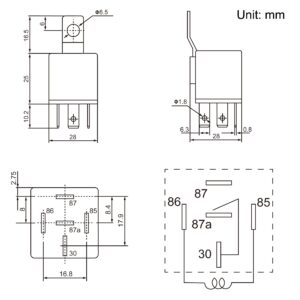 Ulincos Auto Relay U1914 with 14AWG Wire Harness, 12V DC 30/40A SPDT 5-Pin (Pack of 2)