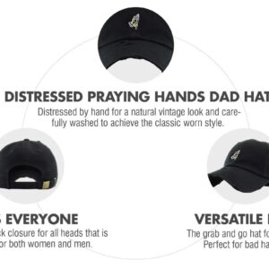 KBSV-061 BLK Praying Hands Rosary Dad Hat Baseball Cap Unconstructed Polo Style Adjustable Unisex