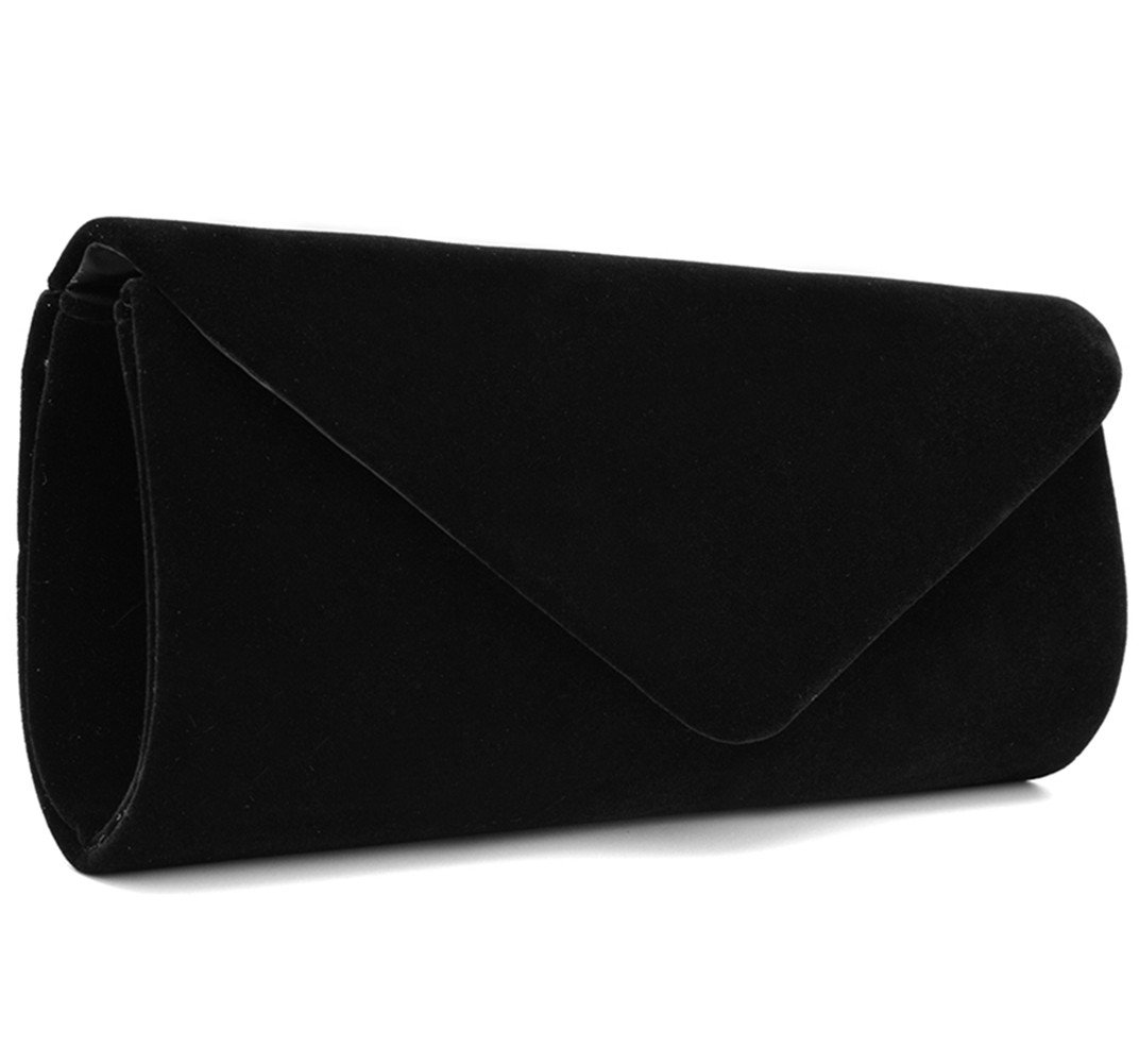 U-Story Women's Evening Wedding Party Velvet Envelope Clutch Bag Tote Purse Handbag (Black)