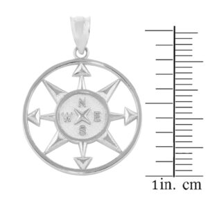 925 Sterling Silver Compass Navigation Round Pendant