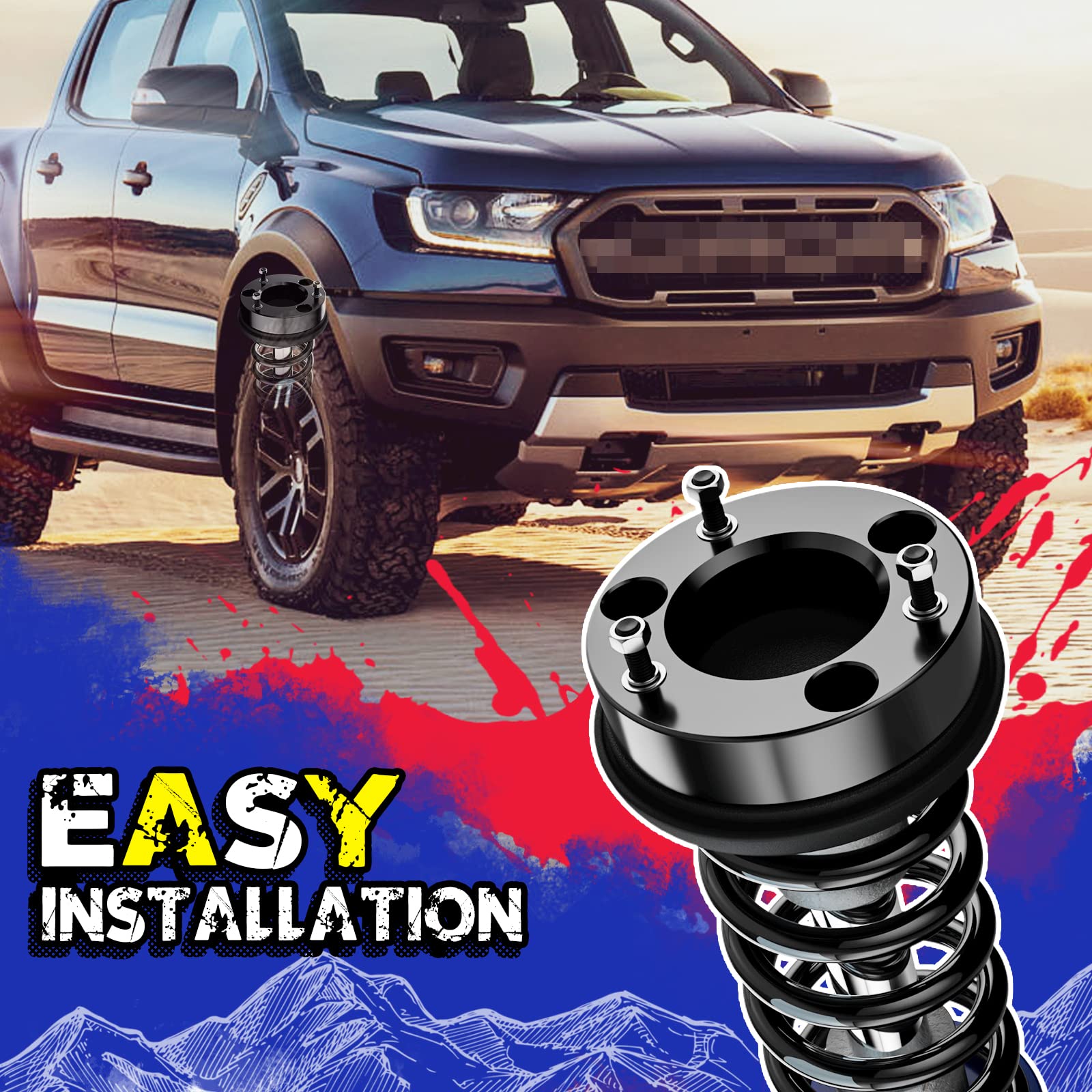 KSP 2in Level Kits for F150 2004-2023,2" Front Leveling Lift Kits Compatible with Ford Expedition 03-18,Lincoln Mark LT 2005-2008, Aluminum Forged Strut Spacers Raise the Truck 2inch（Package of 2pcs）