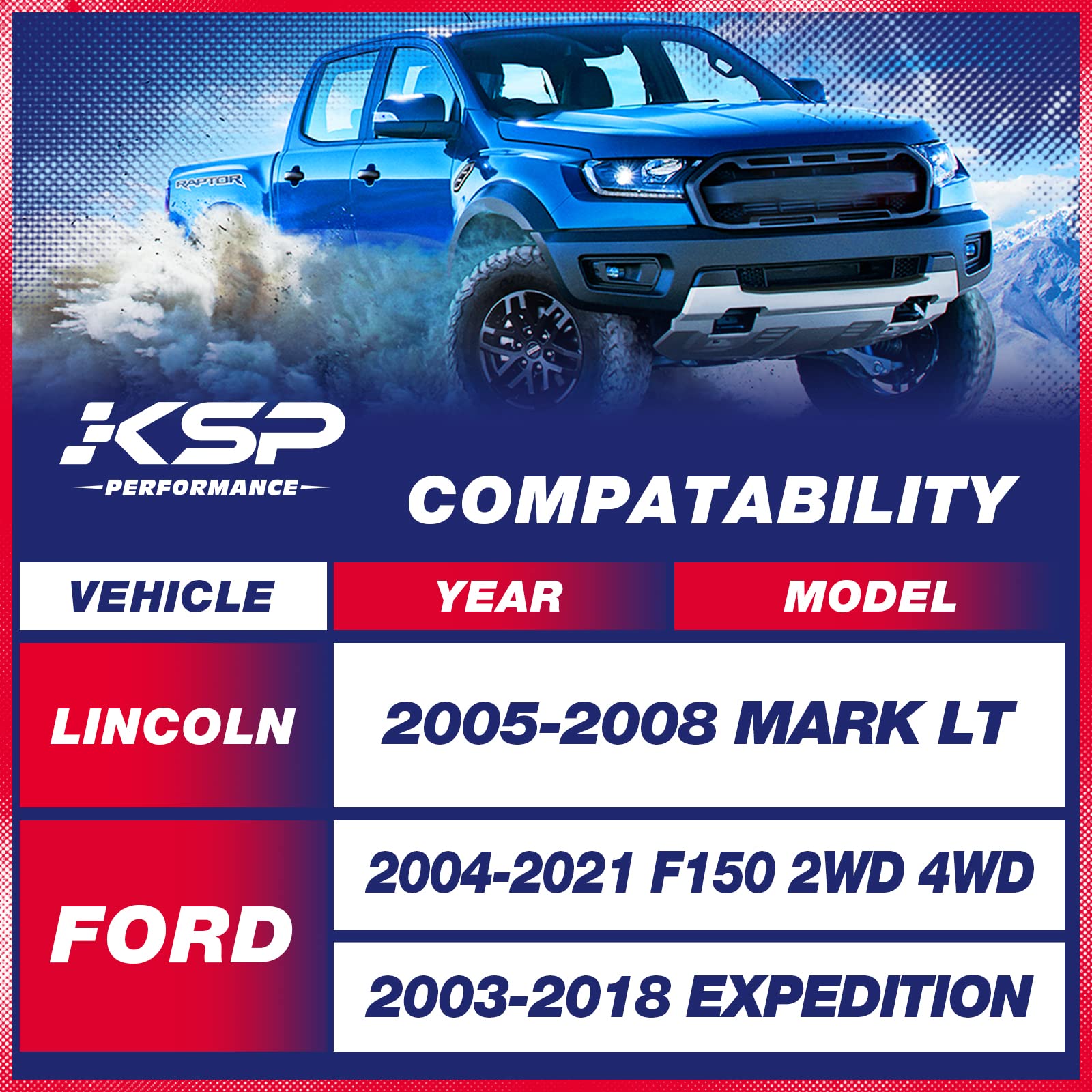 KSP 2in Level Kits for F150 2004-2023,2" Front Leveling Lift Kits Compatible with Ford Expedition 03-18,Lincoln Mark LT 2005-2008, Aluminum Forged Strut Spacers Raise the Truck 2inch（Package of 2pcs）