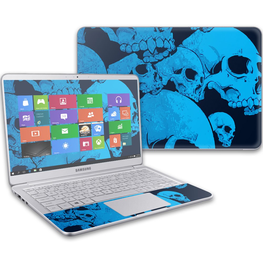 MightySkins Skin Compatible with Samsung Notebook 9 13" (2017) wrap Cover Sticker Skins Blue Skulls