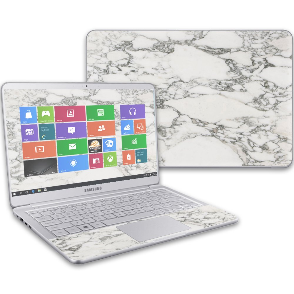 MightySkins Skin Compatible with Samsung Notebook 9 13" (2017) wrap Cover Sticker Skins White Marble