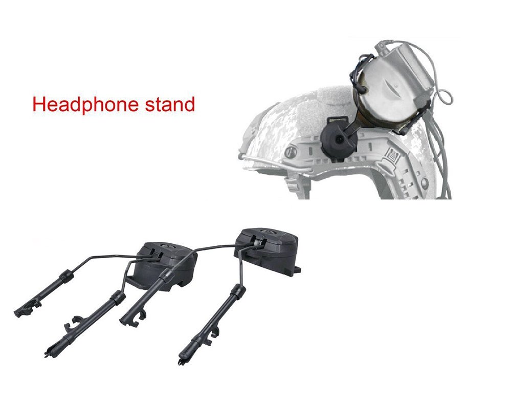 1Pair Headset Helmet Adapter, ARC Rail Adaptor Suspension Headphones Bracket Hunting Earmuffs Support Left & Right Side Attachments Only for comtac2 Series Headphones (Black) Walker Razor Helmet