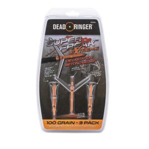 Dead Ringer 100 Grain Broadheads, Pack of 3 Broadheads | Available in Mechanical, Hybrid Fixed/Mechanical, and Expandable Blades, Super Freak Extreme Orange