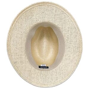 Panama Jack Matte Toyo Men's Straw Safari Sun Hat with 3-Pleat Ribbon Band (Black Band, Large/X-Large)