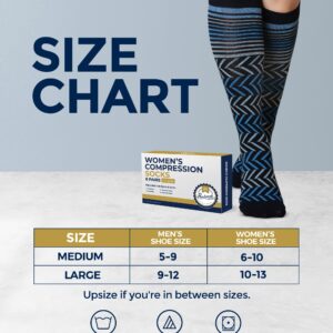 Pembrook Light Compression Socks for Women - 6 Pairs | 8-15 mmHg Compression Socks Women | Polkadots, Polkadots, Argyle, Striped Compression Socks Women | Cotton Compression Socks for Women