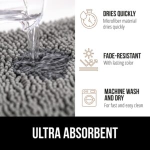 Gorilla Grip Bath Rug 30x20, Thick Soft Absorbent Chenille, Rubber Backing Quick Dry Microfiber Mats, Machine Washable Rugs for Shower Floor, Bathroom Runner Bathmat Accessories Decor, Grey