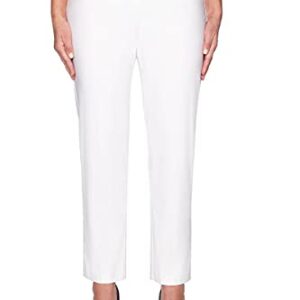 Alfred Dunner Petite Womens PetiteClassic Allure Fit Proportioned Pant with Elastic Comfort Waistband, White, 12P